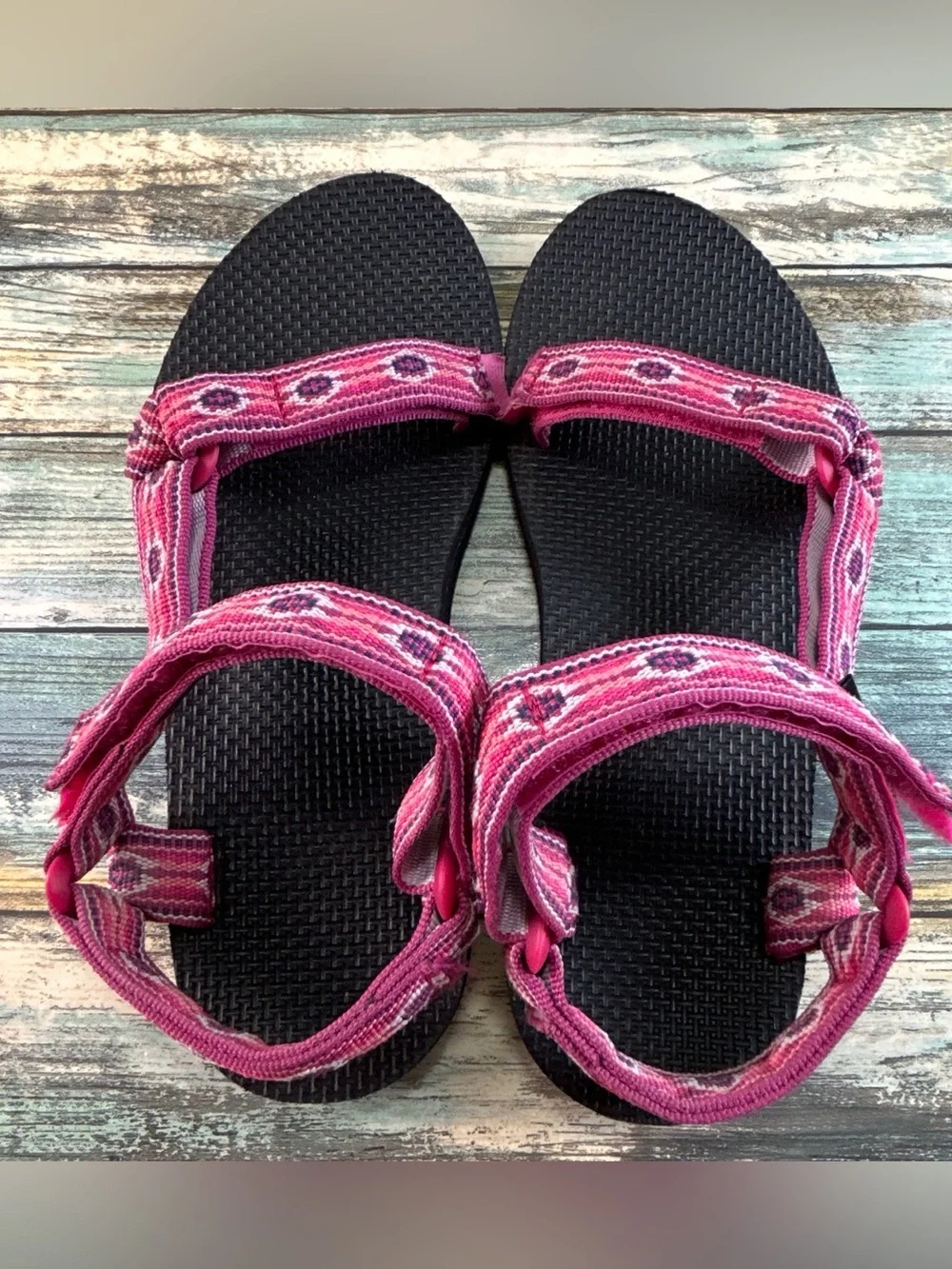 Teva Original Universal Strappy Sandals Womens 7 Pink Nylon Adjustable Straps